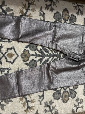 Express Metallic Skinny Pants in Pewter